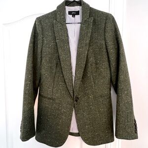 Olive green J. Crew Parke blazer in English Donegal wool